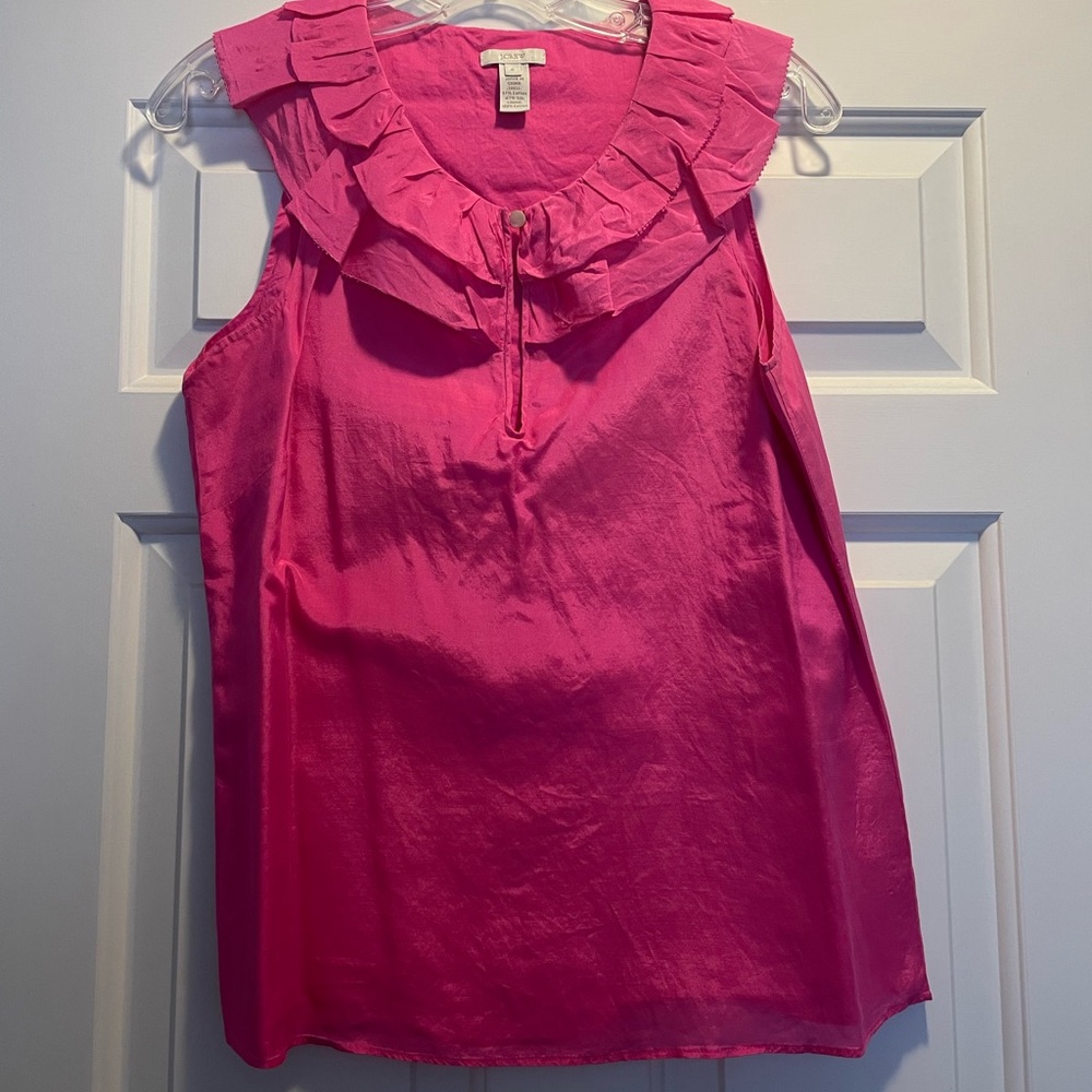 J. Crew Pink sleeveless ruffled top size 6